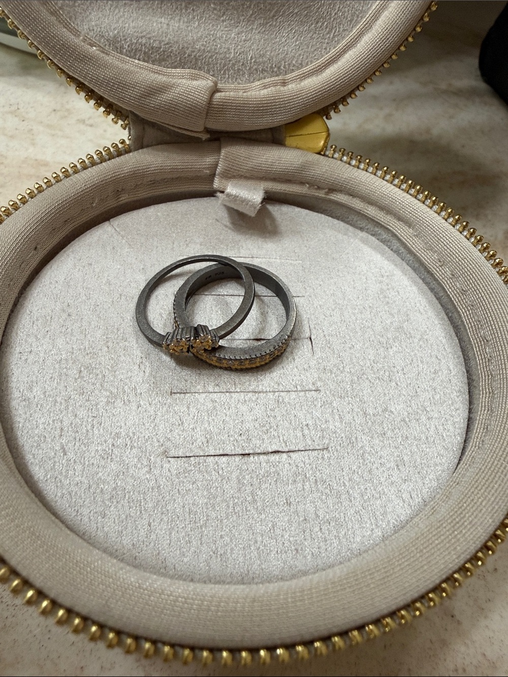 Mixed Metal Stackable Women's Ring Set in Silver and Gold size 8